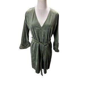 BCBG Maxazria Dress Size XS Women's Dusty Olive Long Sleeve Velvet Mini NEW $248